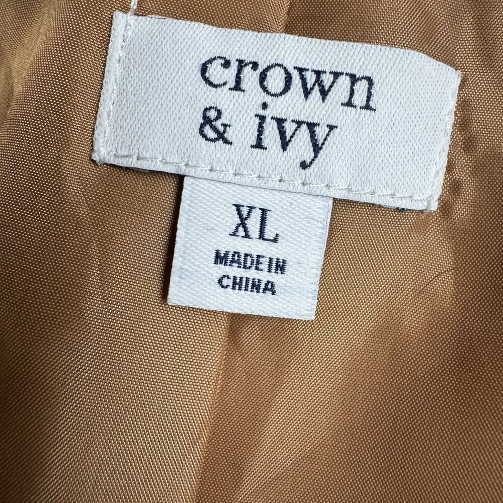 Crown & Ivy Faux Fur Teddy Bear Jacket Tan NEW XL Rhinestones Mobwife SOFT Boxy - Picture 7 of 9